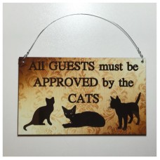 All Guests Approved Cats Sign Cat Pet Kitty Paw Hanging or Wall Plaque House   292040250337